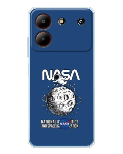 Чехол для ZTE Blade A54 с картинкой «NASA — лунная миссия»
