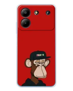 Чехол для ZTE Blade A54 с картинкой «Bored Ape — красный фон» Чехол для ZTE Blade A54 с картинкой «Bored Ape — красный фон»