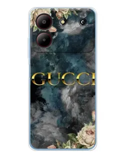 Чехол для ZTE Blade A54 с картинкой «Абстрактные цветы Gucci»