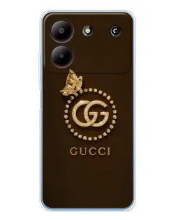 Чехол для ZTE Blade A54 с картинкой «Gucci — золотая бабочка»