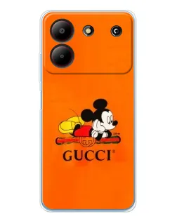 Чехол для ZTE Blade A54 с картинкой «Микки Маус Gucci — оранж»