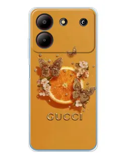 Чехол для ZTE Blade A54 с картинкой «Gucci — золотые бабочки»
