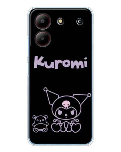 Чехол для ZTE Blade A54 с картинкой «Kuromi — черный минимализм»