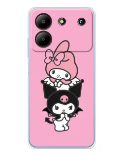 Чехол для ZTE Blade A54 с картинкой «My Melody и Kuromi»