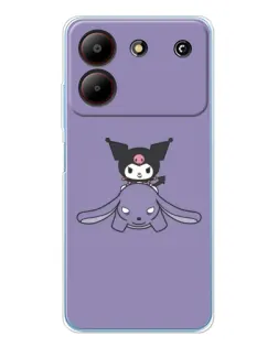 Чехол для ZTE Blade A54 с картинкой «Kuromi на лиловом фоне»