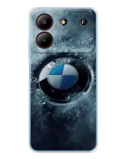 Чехол для ZTE Blade A54 с картинкой «Логотип BMW — лед»