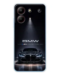 Чехол для ZTE Blade A54 с картинкой «BMW сквозь ночной город»