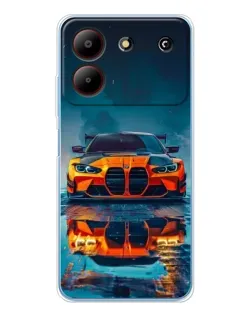 Чехол для ZTE Blade A54 с картинкой «BMW — золотая эмблема»