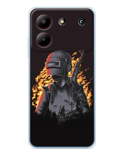 Чехол для ZTE Blade A54 с картинкой «PUBG — огненный силуэт»