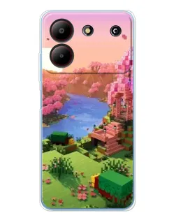 Чехол для ZTE Blade A54 с картинкой «Розовое дерево Minecraft»