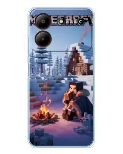 Чехол для ZTE Blade A54 с картинкой «Зимний Minecraft»