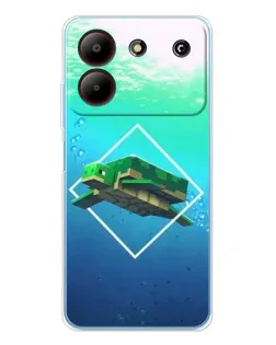 Чехол для ZTE Blade A54 с картинкой «Черепаха Minecraft»