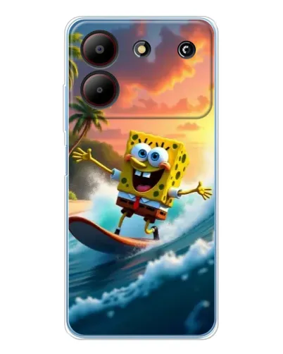 Чехол для ZTE Blade A54 с картинкой «Губка Боб серфингист»