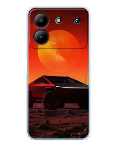 Чехол для ZTE Blade A54 с картинкой «Cybertruck на Марсе»