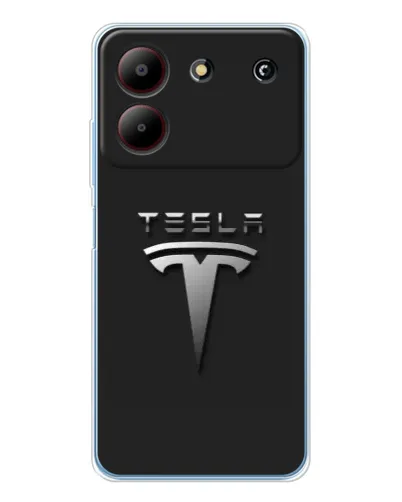Чехол для ZTE Blade A54 с картинкой «Стальной логотип Tesla»