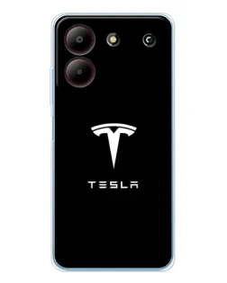 Чехол для ZTE Blade A54 с картинкой «Tesla White Logo»