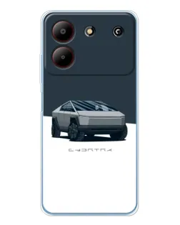 Чехол для ZTE Blade A54 с картинкой «Серебристый Cybertruck Tesla»