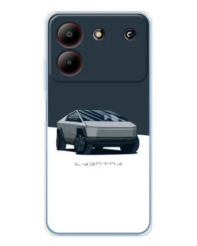 Чехол для ZTE Blade A54 с картинкой «Серебристый Cybertruck Tesla»