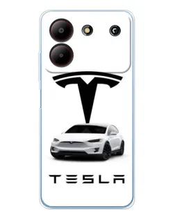 Чехол для ZTE Blade A54 с картинкой «Tesla White Style»