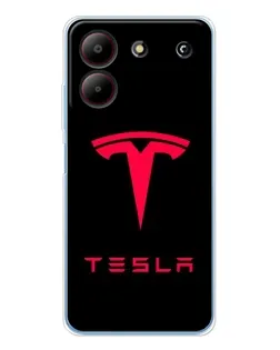 Чехол для ZTE Blade A54 с картинкой «Tesla Red Logo»