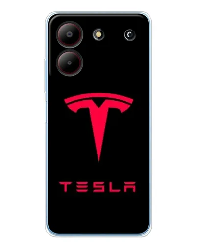 Чехол для ZTE Blade A54 с картинкой «Tesla Red Logo»