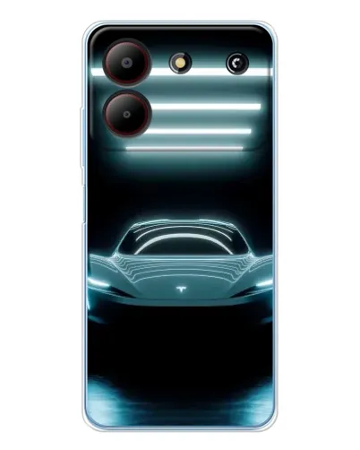 Чехол для ZTE Blade A54 с картинкой «Tesla в неоне»