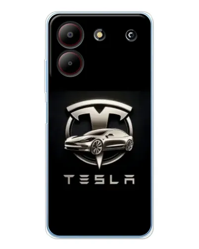 Чехол для ZTE Blade A54 с картинкой «Tesla — серебристое авто»