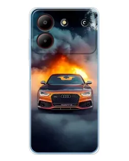 Чохол для ZTE Blade A54 з картинкою «Audi у вогняному диму»