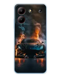 Чехол для ZTE Blade A54 с картинкой «Lamborghini дымная эстетика»