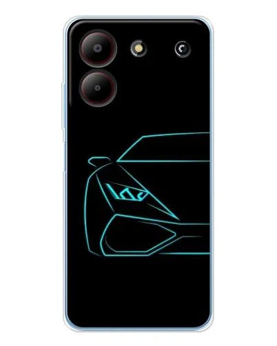 Чехол для ZTE Blade A54 с картинкой «Голубой силуэт Lamborghini»