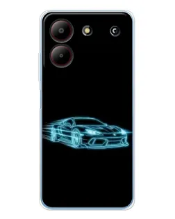 Чехол для ZTE Blade A54 с картинкой «Неоновый контур Lamborghini»