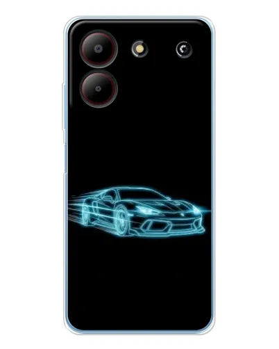 Чехол для ZTE Blade A54 с картинкой «Неоновый контур Lamborghini»