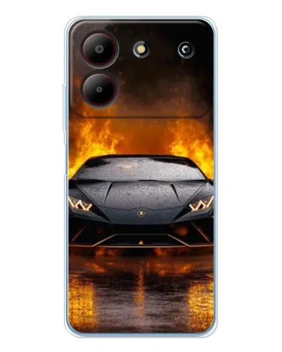Чехол для ZTE Blade A54 с картинкой «Lamborghini в огне»
