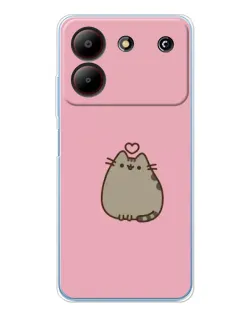 Чехол для ZTE Blade A54 с картинкой «Pusheen сердце»