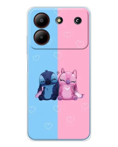 Чехол для ZTE Blade A54 с картинкой «Stitch и Angel Love»