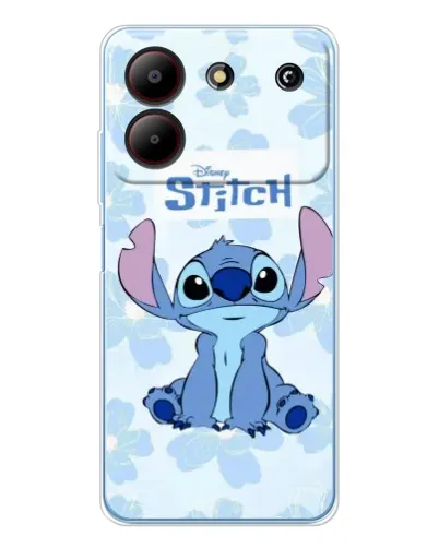 Чехол для ZTE Blade A54 с картинкой «Stitch среди цветов»