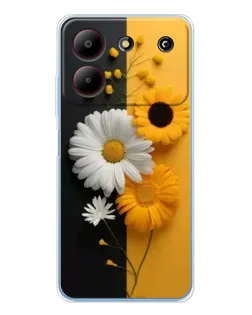 Чехол для ZTE Blade A54 с картинкой «Подсолнух и ромашка»