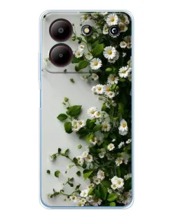 Чехол для ZTE Blade A54 с картинкой «Ветка мелких белых цветов»
