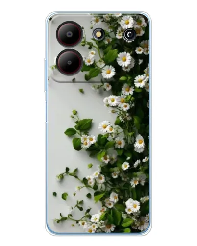 Чехол для ZTE Blade A54 с картинкой «Ветка мелких белых цветов»