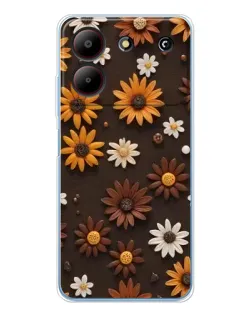 Чехол для ZTE Blade A54 с картинкой «Узор из маленьких подсолнухов»