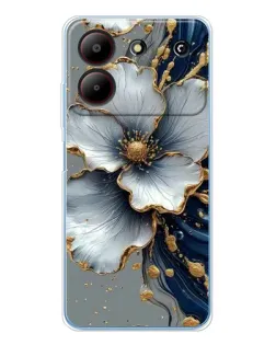 Чехол для ZTE Blade A54 с картинкой «Белый цветок и золотой флюид»