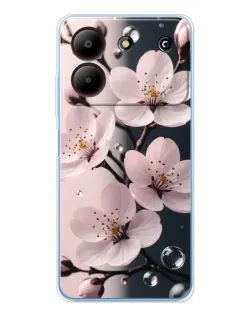 Чехол для ZTE Blade A54 с картинкой «Нежная сакура и капли»