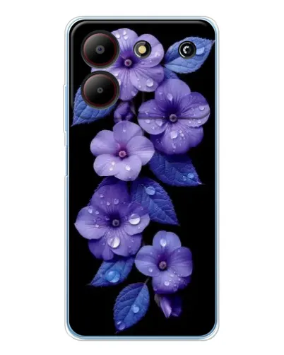 Чехол для ZTE Blade A54 с картинкой «Фиолетовые цветы с росою»