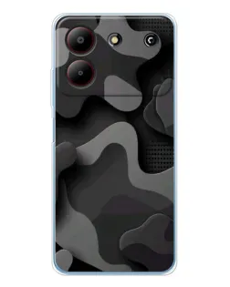 Чехол для ZTE Blade A54 с картинкой «Темный абстрактный камуфляж»
