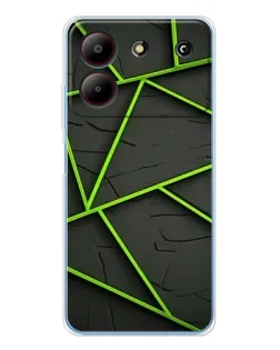 Чехол для ZTE Blade A54 с картинкой «Зеленые геометрические линии»