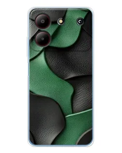 Чехол для ZTE Blade A54 с картинкой «Зеленые кожаные волны»