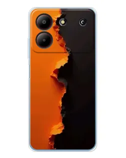Чехол для ZTE Blade A54 с картинкой «Оранжевый разлом»
