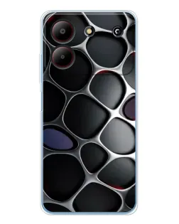 Чехол для ZTE Blade A54 с картинкой «Объемная темная решетка»