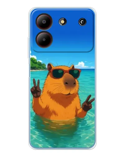 Чехол для ZTE Blade A54 с картинкой «Морская капибара»
