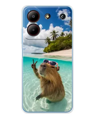 Чехол для ZTE Blade A54 с картинкой «Капибара на море»